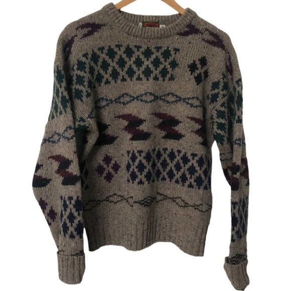 Vintage Boston Traders Wool Funky Geometric Grandpa Sweater - Picture 1 of 6